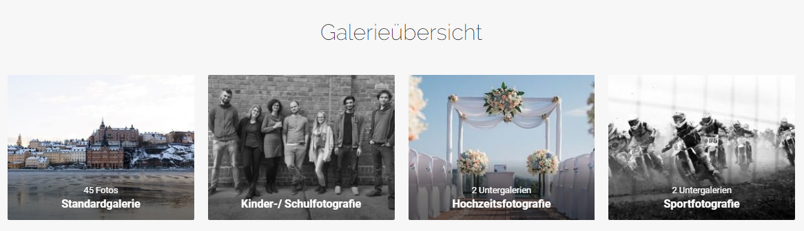 Übersicht Fotogalerien im Onlineshop Übersicht Fotogalerien im Onlineshop