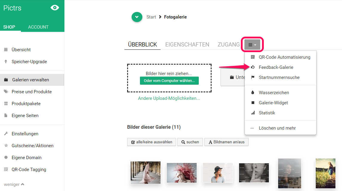 Machen Sie Ihre Fotogalerie zur Feedback-Galerie