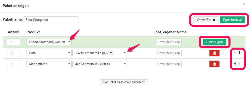 So legen Sie ein Fotopaket an So legen Sie ein Fotopaket an