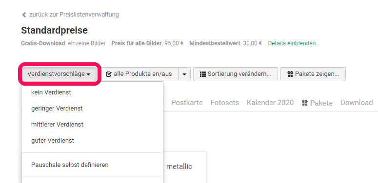 Verdienstvorschläge zum Fotoverkauf Verdienstvorschläge zum Fotoverkauf