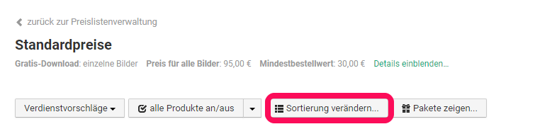 Fotoprodukte im eigenen Onlineshop sortieren Fotoprodukte im eigenen Onlineshop sortieren