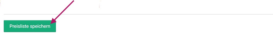 Preisliste speichern nicht vergessen!