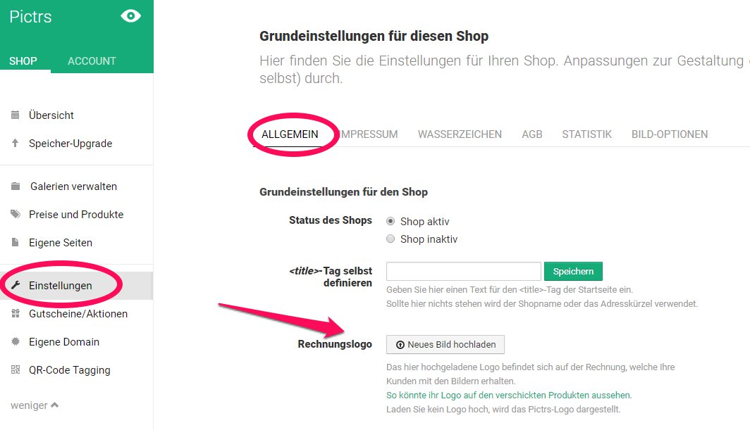 eigenes Fotografenlogo für Rechnung hinterlegen eigenes Fotografenlogo für Rechnung hinterlegen